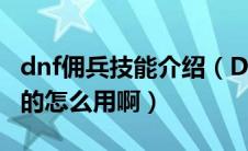 dnf佣兵技能介绍（DNF里面的佣兵是干什么的怎么用啊）