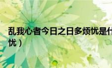 乱我心者今日之日多烦忧是什么歌（乱我心者今日之日多烦忧）