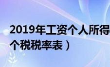 2019年工资个人所得税税率表（2019年工资个税税率表）