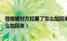 微信被对方拉黑了怎么加回来呢苹果（微信被对方拉黑了怎么加回来）