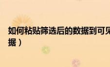 如何粘贴筛选后的数据到可见单元格（如何粘贴筛选后的数据）