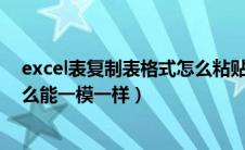 excel表复制表格式怎么粘贴一样的（表格复制粘贴格式怎么能一模一样）