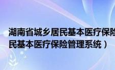 湖南省城乡居民基本医疗保险管理系统官网（湖南省城乡居民基本医疗保险管理系统）