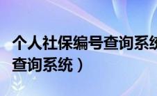 个人社保编号查询系统怎么查（个人社保编号查询系统）