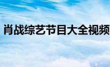 肖战综艺节目大全视频（肖战综艺节目大全）
