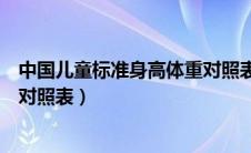 中国儿童标准身高体重对照表采样（中国儿童标准身高体重对照表）