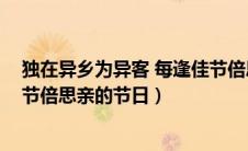 独在异乡为异客 每逢佳节倍思亲!（独在异乡为异客每逢佳节倍思亲的节日）