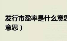 发行市盈率是什么意思呀（发行市盈率是什么意思）