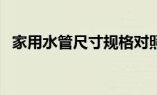 家用水管尺寸规格对照表（家用水管尺寸）