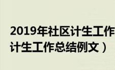 2019年社区计生工作总结范文（2019年社区计生工作总结例文）