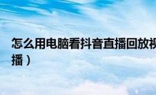 怎么用电脑看抖音直播回放视频教程（怎么用电脑看抖音直播）