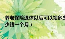 养老保险退休以后可以领多少钱（养老保险退休后可以领多少钱一个月）