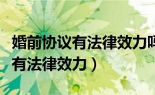婚前协议有法律效力吗需要公证吗（婚前协议有法律效力）