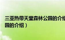 三亚热带天堂森林公园的介绍和特色（三亚热带天堂森林公园的介绍）