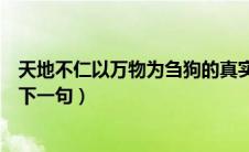 天地不仁以万物为刍狗的真实意思（天地不仁以万物为刍狗下一句）
