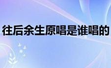往后余生原唱是谁唱的（往后余生原唱mp3）
