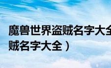 魔兽世界盗贼名字大全比较酷的（魔兽世界盗贼名字大全）