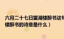 六月二十七日望湖楼醉书这句诗的意思（六月二十七日望湖楼醉书的诗意是什么）