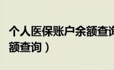 个人医保账户余额查询电话（个人医保账户余额查询）