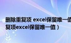 删除重复项 excel保留唯一值出现单元格相同大小（删除重复项excel保留唯一值）