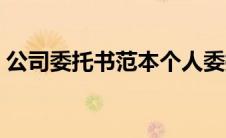 公司委托书范本个人委托个人（委托书样本）