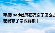 苹果ipad锁屏密码忘了怎么办最简单的方法（苹果ipad锁屏密码忘了怎么解锁）