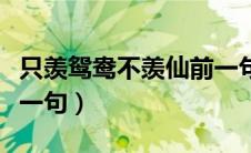 只羡鸳鸯不羡仙前一句是（只羡鸳鸯不羡仙前一句）