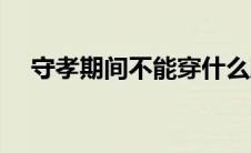 守孝期间不能穿什么颜色的衣服（守孝）