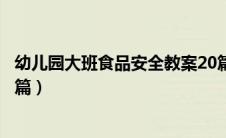 幼儿园大班食品安全教案20篇（幼儿园大班食品安全教案五篇）