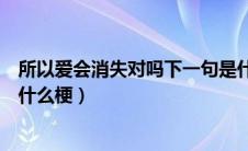所以爱会消失对吗下一句是什么（所以说爱会消失对不对是什么梗）