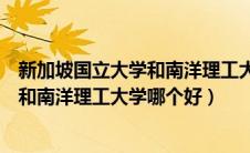 新加坡国立大学和南洋理工大学哪个好玩（新加坡国立大学和南洋理工大学哪个好）