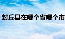 封丘县在哪个省哪个市（封丘县属于哪个市）