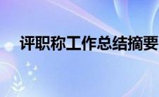 评职称工作总结摘要（评职称工作总结）