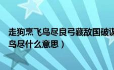 走狗烹飞鸟尽良弓藏敌国破谋臣亡（走狗烹狡兔死良弓藏飞鸟尽什么意思）