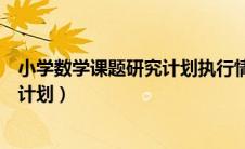 小学数学课题研究计划执行情况怎么写（小学数学课题研究计划）