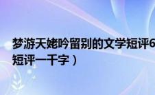 梦游天姥吟留别的文学短评600字（梦游天姥吟留别的文学短评一千字）