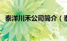 泰洋川禾公司简介（泰洋川禾的老板是谁）