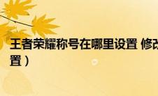 王者荣耀称号在哪里设置 修改位置（王者荣耀称号在哪里设置）