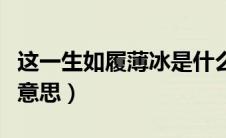 这一生如履薄冰是什么意思（如履薄冰是什么意思）