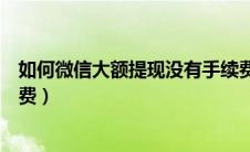 如何微信大额提现没有手续费（微信大额提现怎么避免手续费）