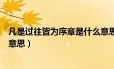 凡是过往皆为序章是什么意思呀（凡是过往皆为序章是什么意思）