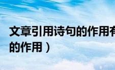 文章引用诗句的作用有哪些（文章中引用诗句的作用）