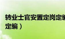 转业士官安置定岗定编吗（转业士官安置定岗定编）