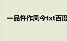 一品仵作凤今txt百度云（一品仵作凤今）