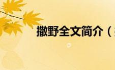 撒野全文简介（撒野小说简介）