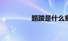 题跋是什么意思（题跋）