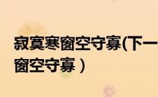 寂寞寒窗空守寡(下一句应该是什么)（寂寞寒窗空守寡）