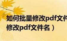 如何批量修改pdf文件名称和内容（如何批量修改pdf文件名）