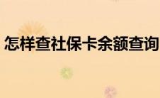 怎样查社保卡余额查询（怎样查社保卡余额）