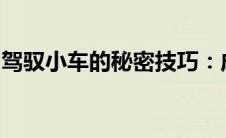 驾驭小车的秘密技巧：成为驾驶高手的必修课